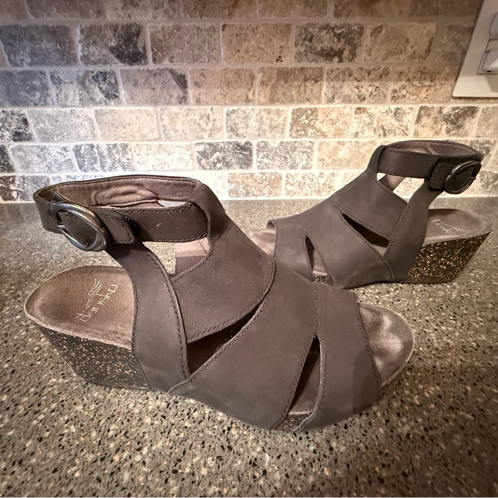 Dansko Black Wedge Sandals